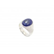 Handmade Men's Ring 925 Sterling Silver Semi Precious Blue Lapis Lazuli Stone -A
